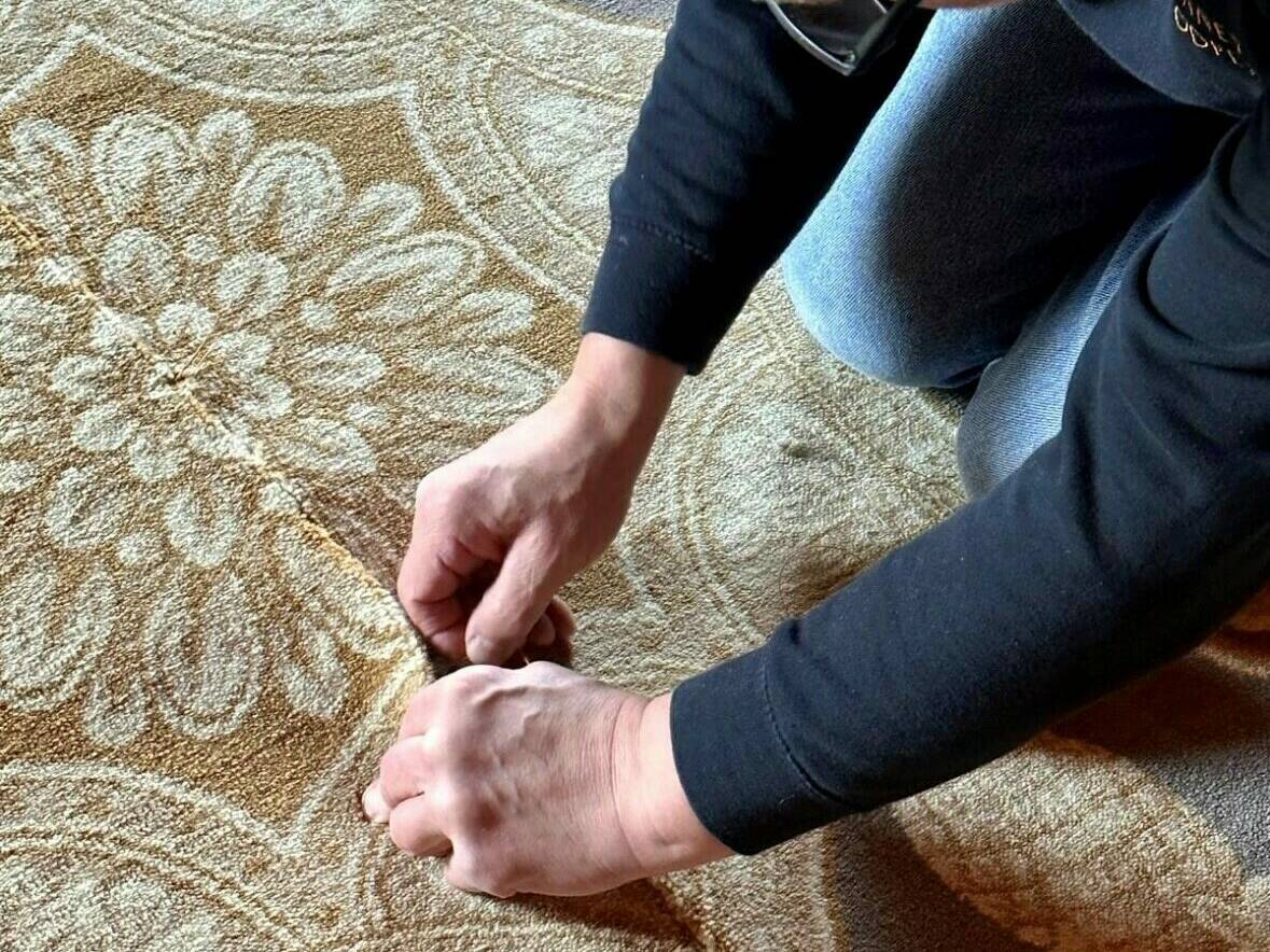 Hand stitching carpet - Linney Cooper